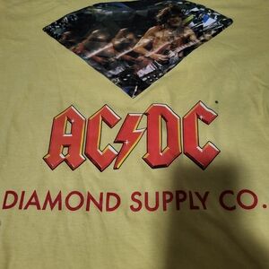 AC/DC x Diamond Supply Co Colab Sz Large Yellow T Shirt Unisex Classic Rock Band